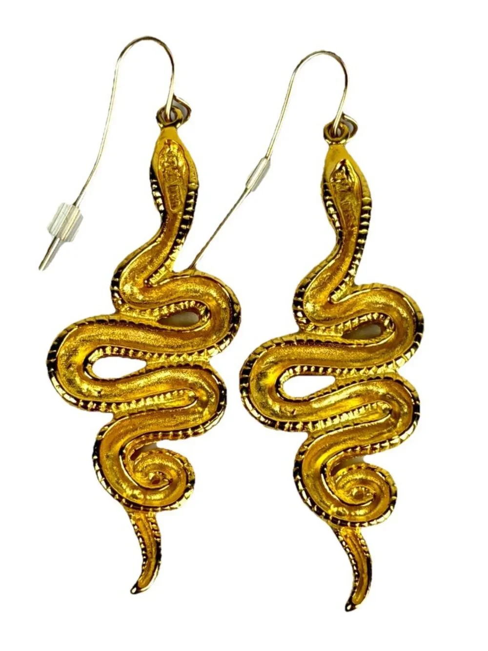 Vintage Metropolitan Museum Of Art MMA USA Snake Earrings Gold Tone 2”